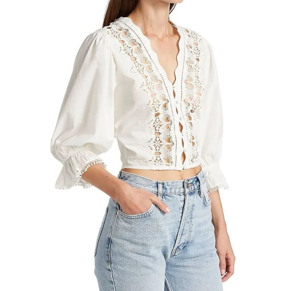Free people Louella Embroidered Top size L